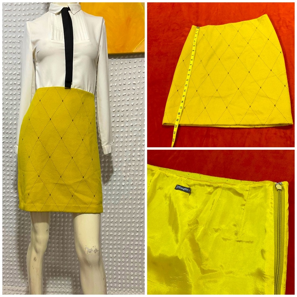 J. Mclaughlin Wool Cashmere Yellow Preppy Office Secretary Skirt Size 6
